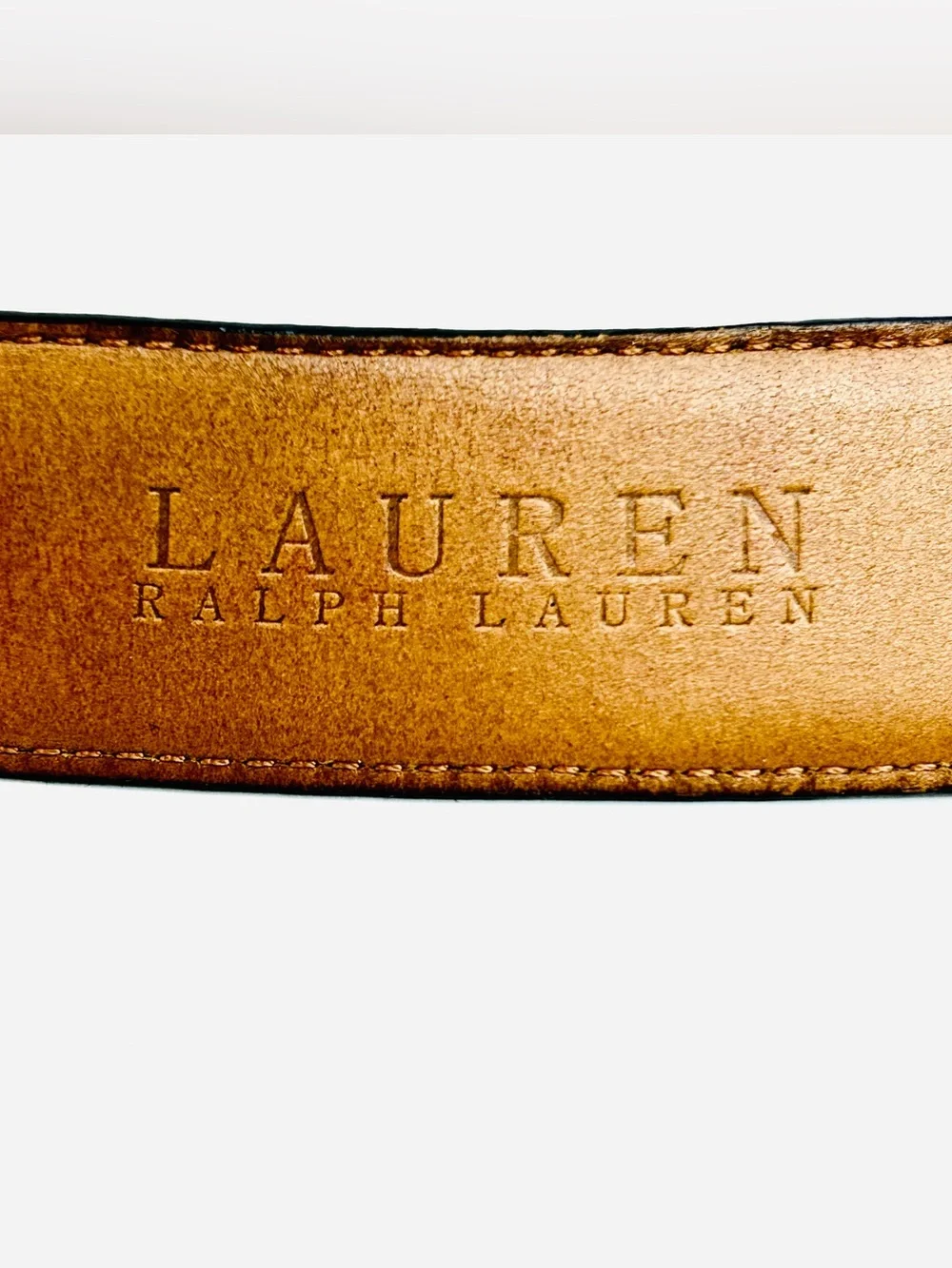 Lauren Ralph Lauren Genuine Italian Leather Black Leather Belt, Silver Buckle